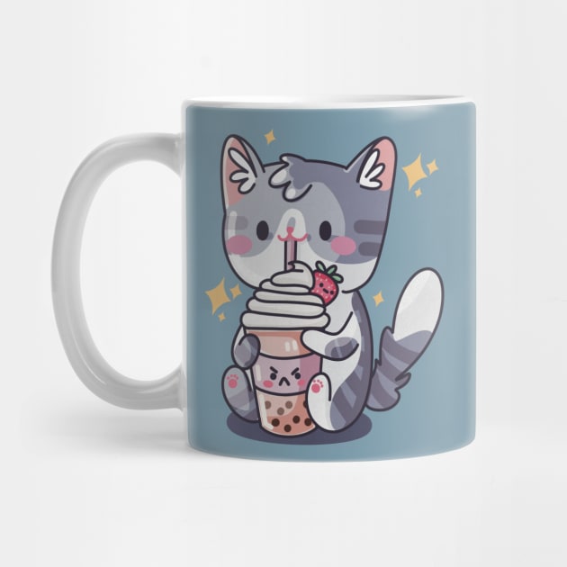 Boba Cat - Kawaii Cat sipping Bubble Tea by Feline Emporium